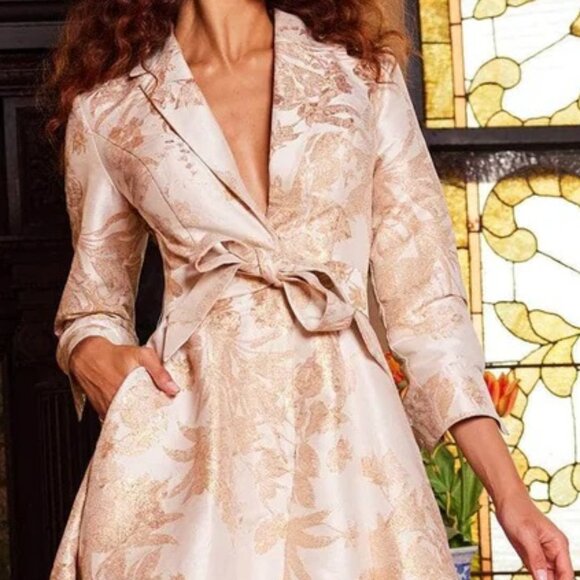 NWT Jovani 23178SC Mother of the Bride Floral Printed Sleeve Gold Size 14 - Picture 2 of 11
